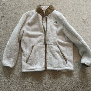The North Face White and Tan Fur Jacket